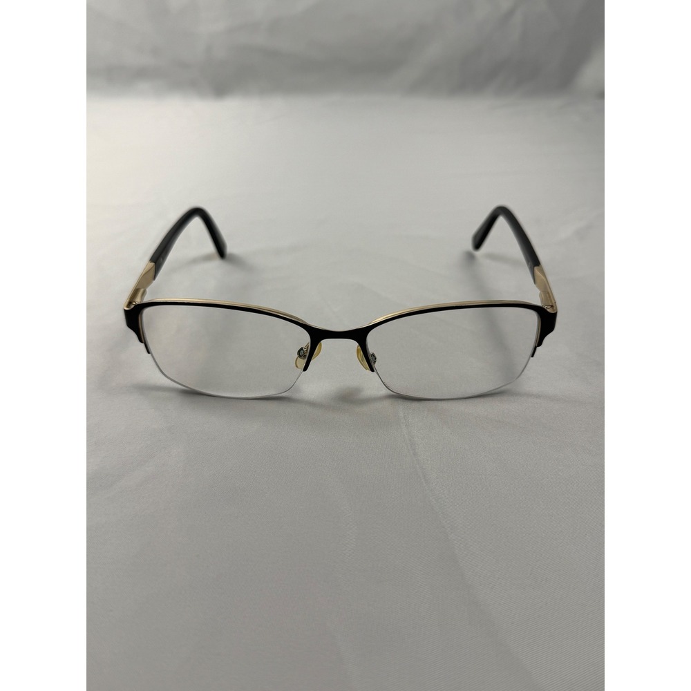 Escada Eyeglasses Frames Black Gold Semi Rimless Designer 54-17